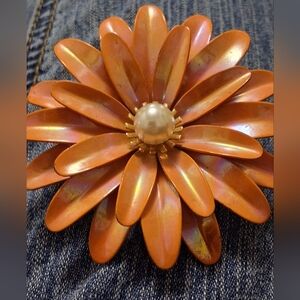 Vintage "Coro" Orange Flower Brooch